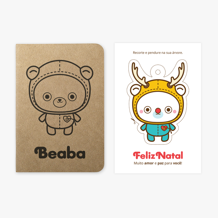 Feliz Natal • Caderneta Beaba Kraft e Cartão Postal
