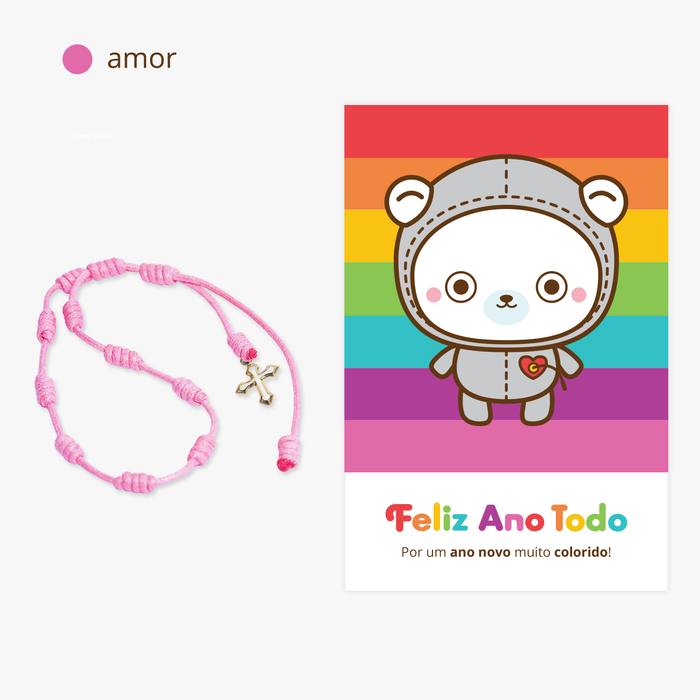 Feliz Ano Todo • Pulseira Pink e Cartão Postal