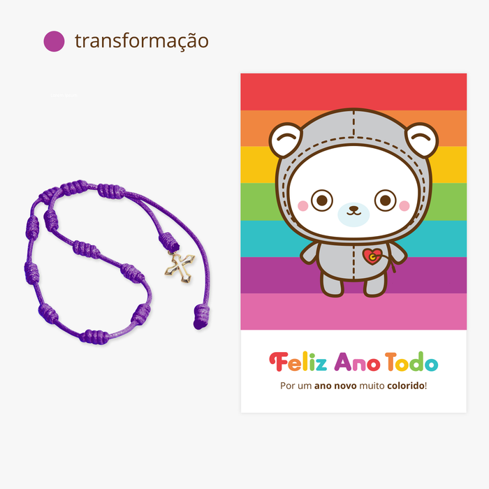 Feliz Ano Todo • Pulseira Roxa e Cartão Postal