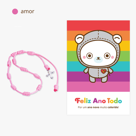 Feliz Ano Todo • Pulseira Pink e Cartão Postal